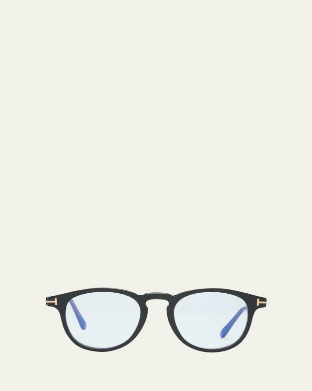 Blue Blocking Two-Tone Acetate Round Glasses